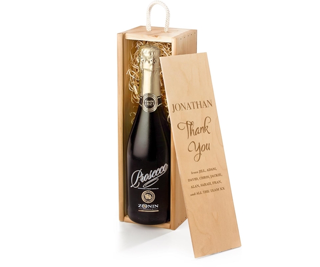Retirement Sparkling Prosecco Gift Box With Engraved Personalised Lid